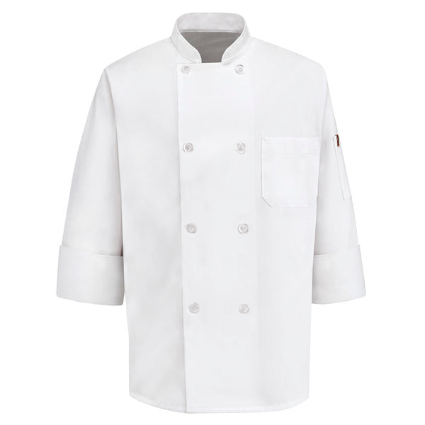 Eight Pearl Button Chef Coat with Thermometer Pocket