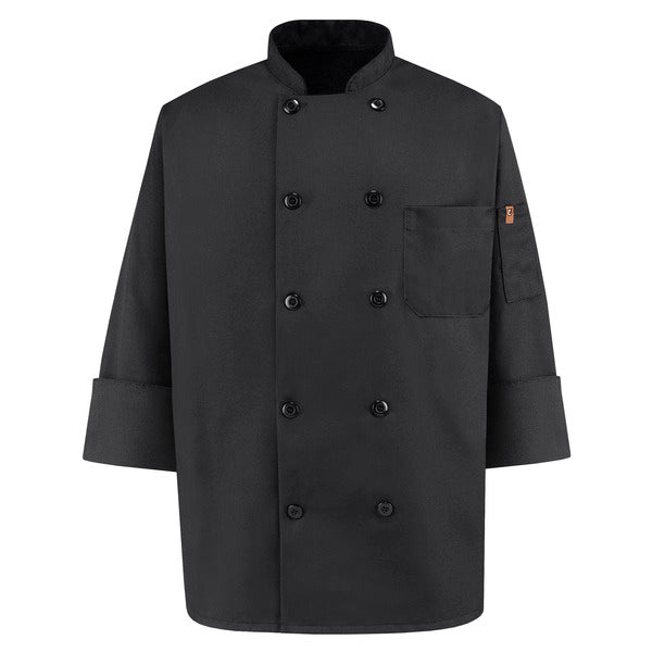 Black Chef Coat Ten Pearl Buttons