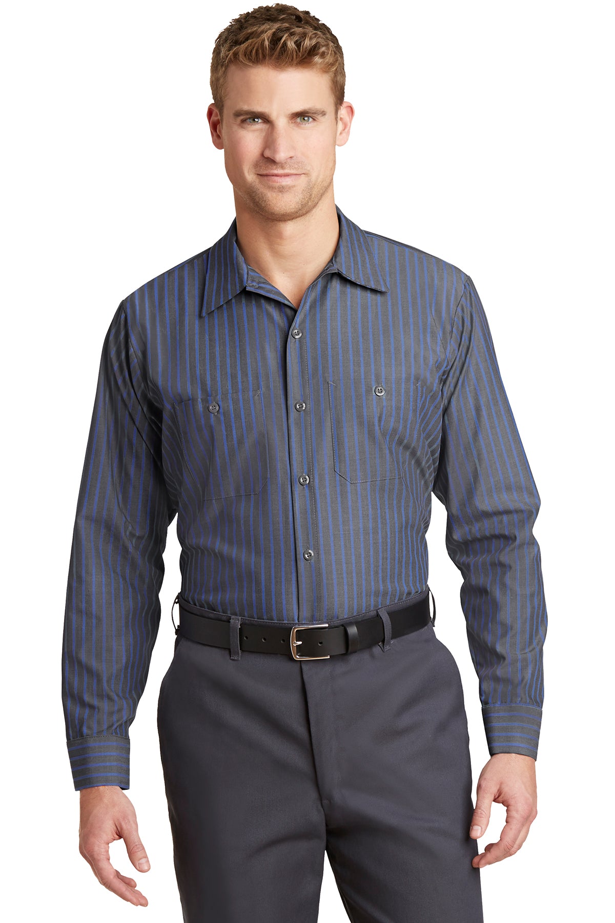 Long Sleeve Industrial Striped Work Shirt - SP10BW/SP14EX
