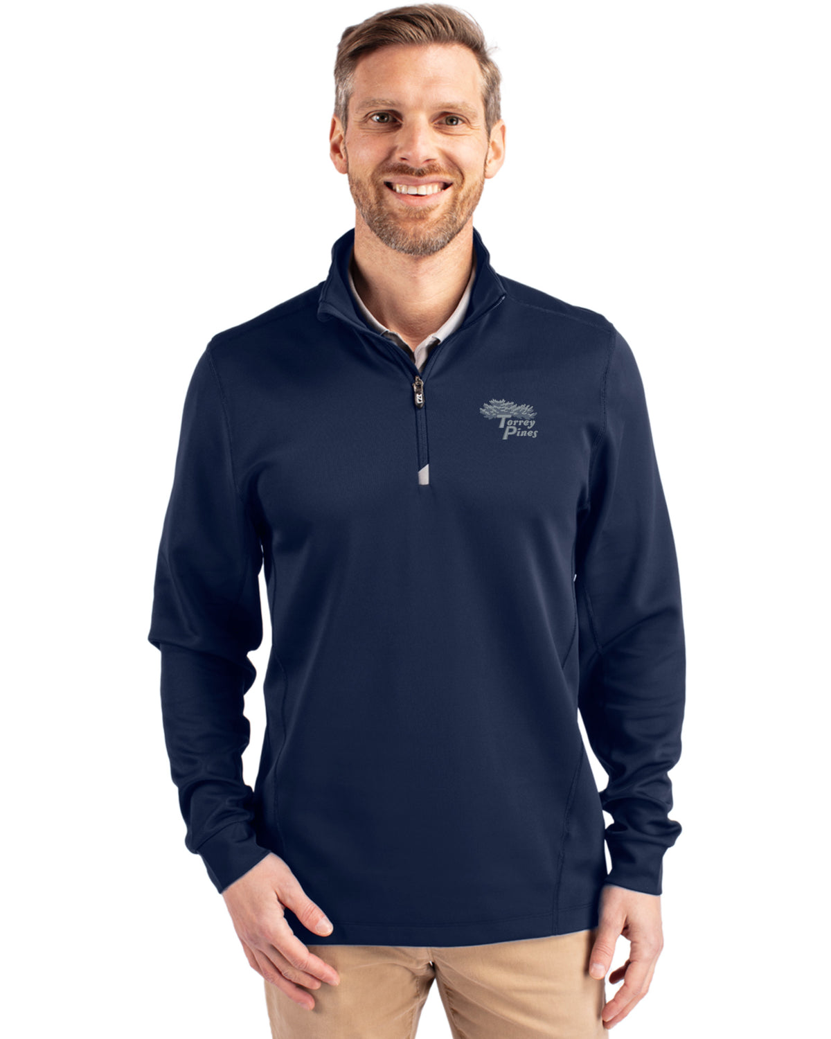 Torrey Pines Cutter & Buck Traverse Recycled Smooth Stretch Mens Big & Tall Quarter Zip Pullover