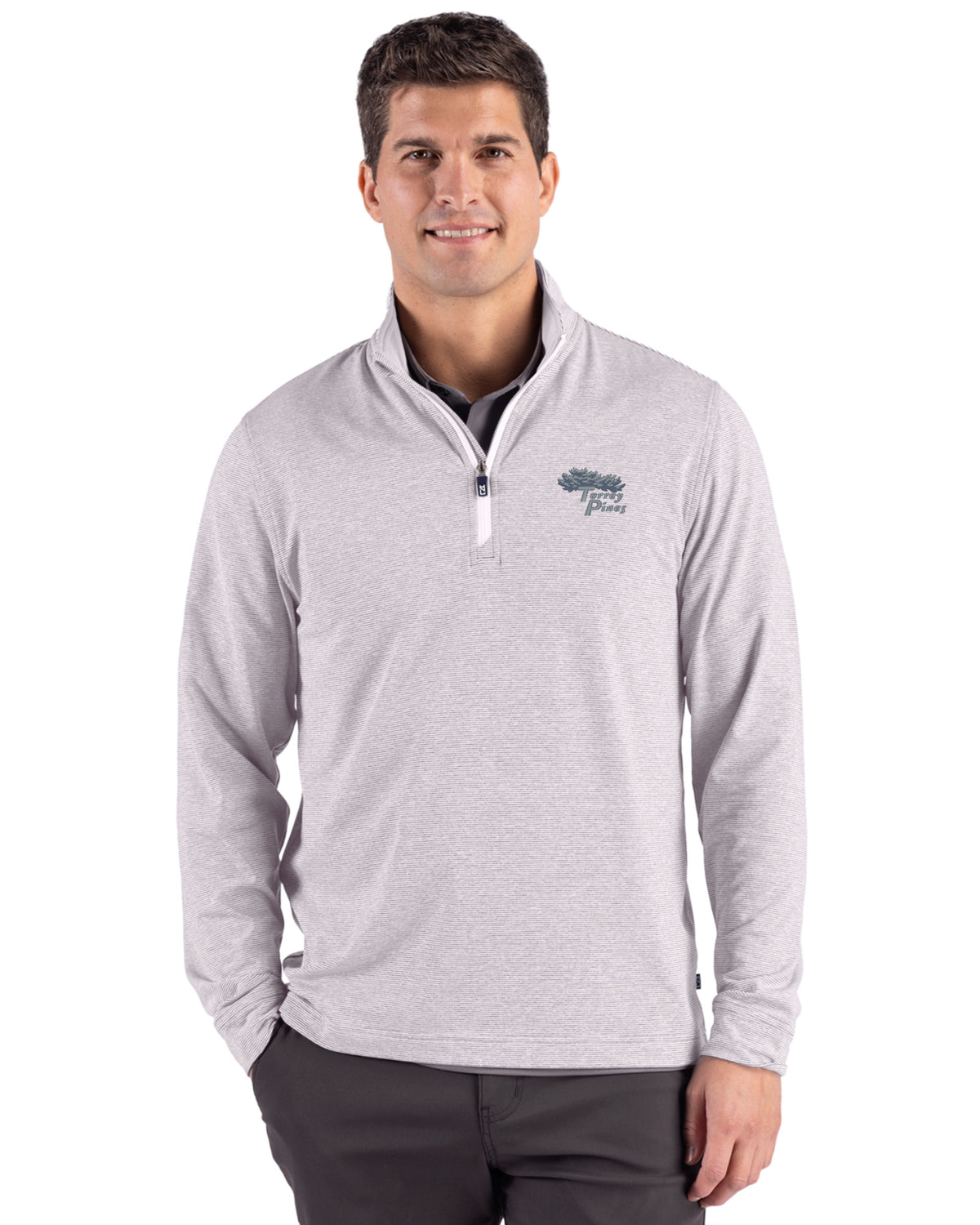 Torrey Pines Cutter & Buck Adapt Recycled Soft Knit Stripe Mens Big & Tall Quarter Zip Pullover - BCK01379-35492