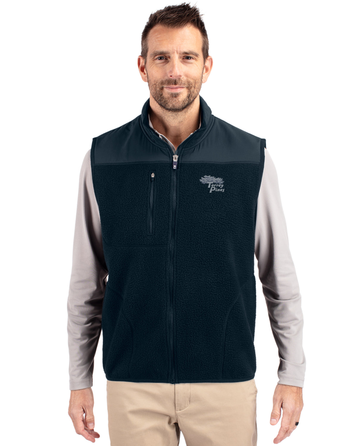 Torrey Pines Cutter & Buck Cascade Epic Comfort Recycled Sherpa Fleece Mens Big & Tall Full Zip Vest - BCO00084-35492