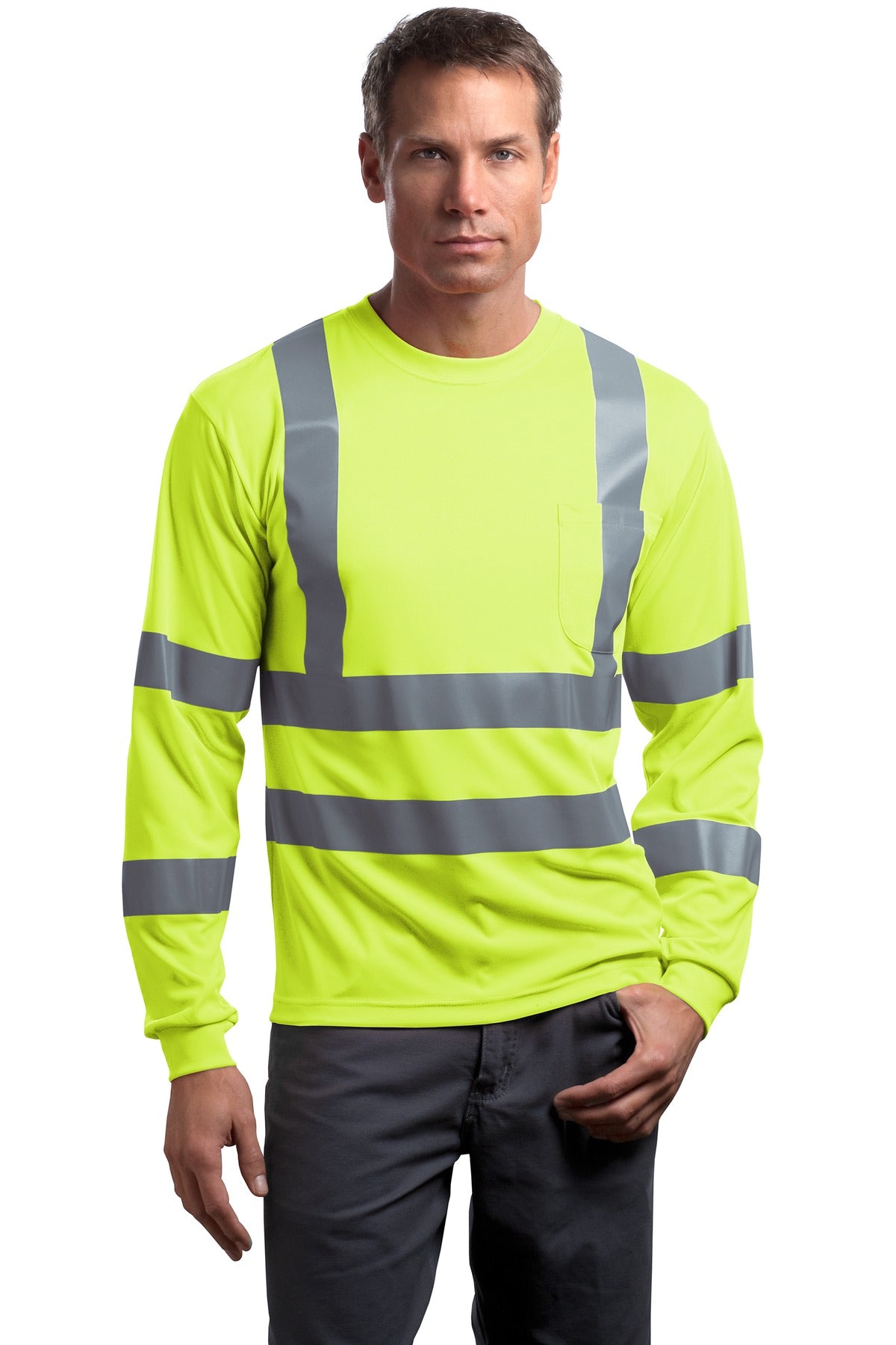 CornerStone ® - ANSI 107 Class 3 Long Sleeve Snag-Resistant Reflective T-Shirt. CS409