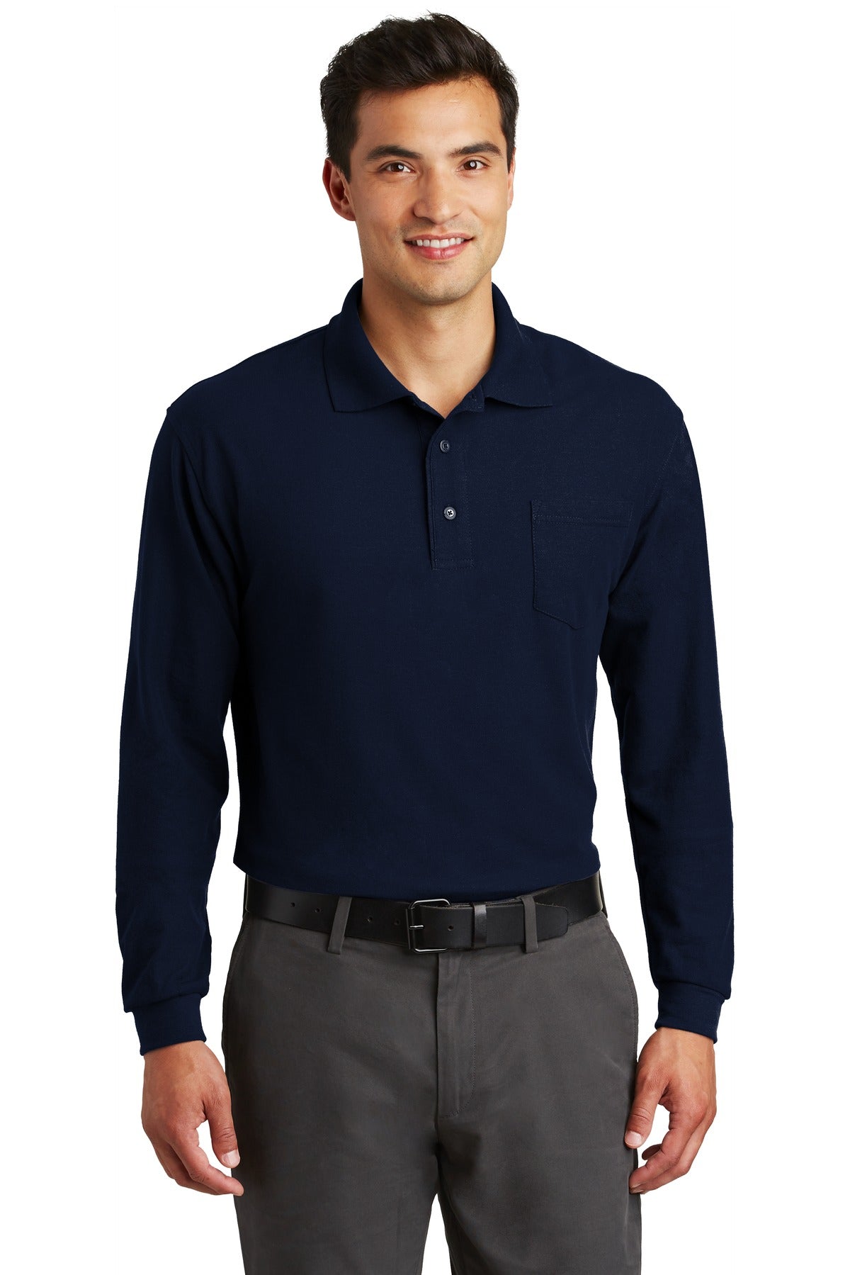Port Authority ® Long Sleeve Silk Touch™ Polo with Pocket. K500LSP