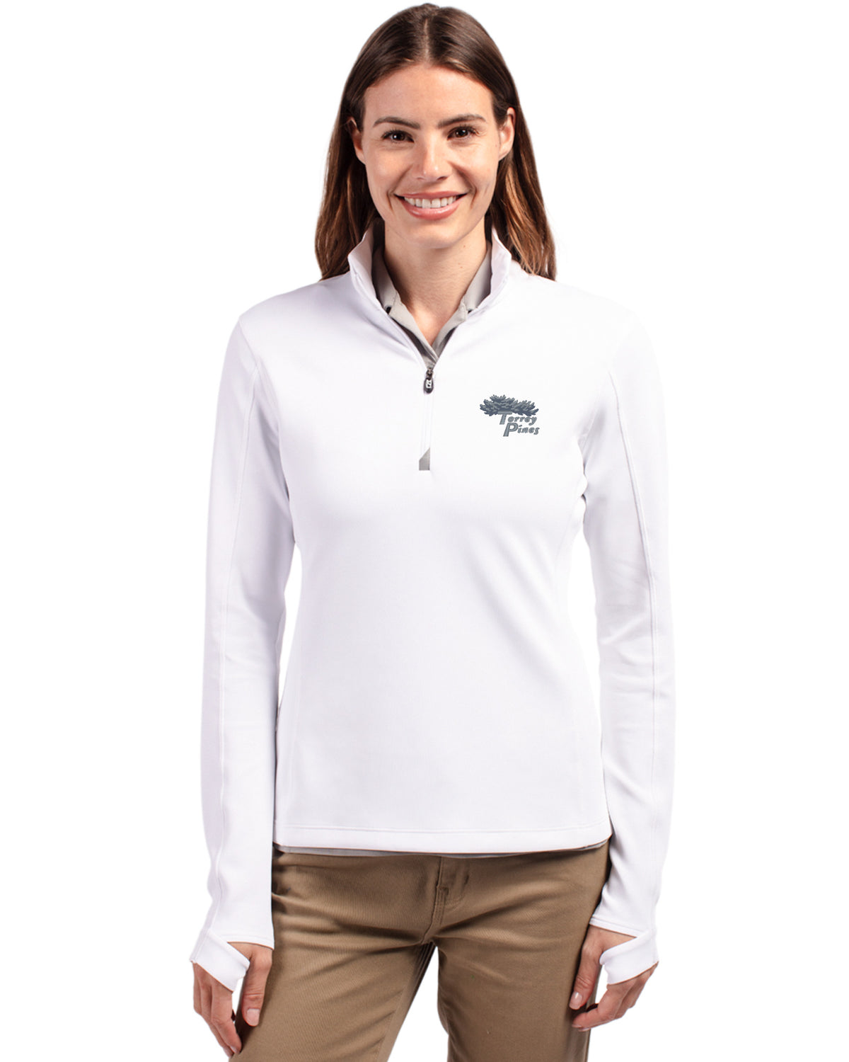 Torrey Pines Cutter & Buck Traverse Recycled Smooth Stretch Womens Quarter Zip Pullover - LCK00033-35492