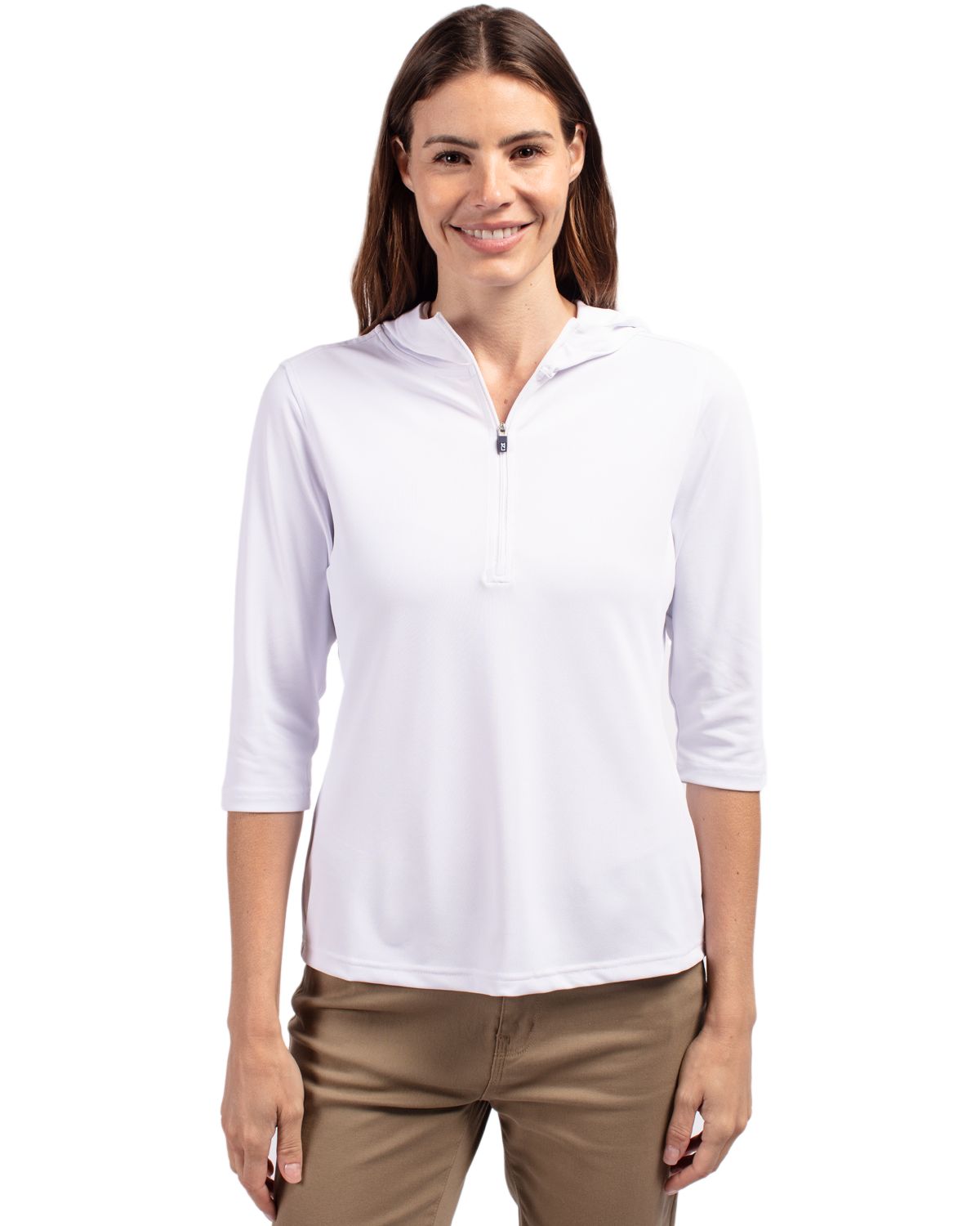 Cutter & Buck Virtue Recycled Featherlight Pique Womens Half Zip Hooded Pullover - LCK00120