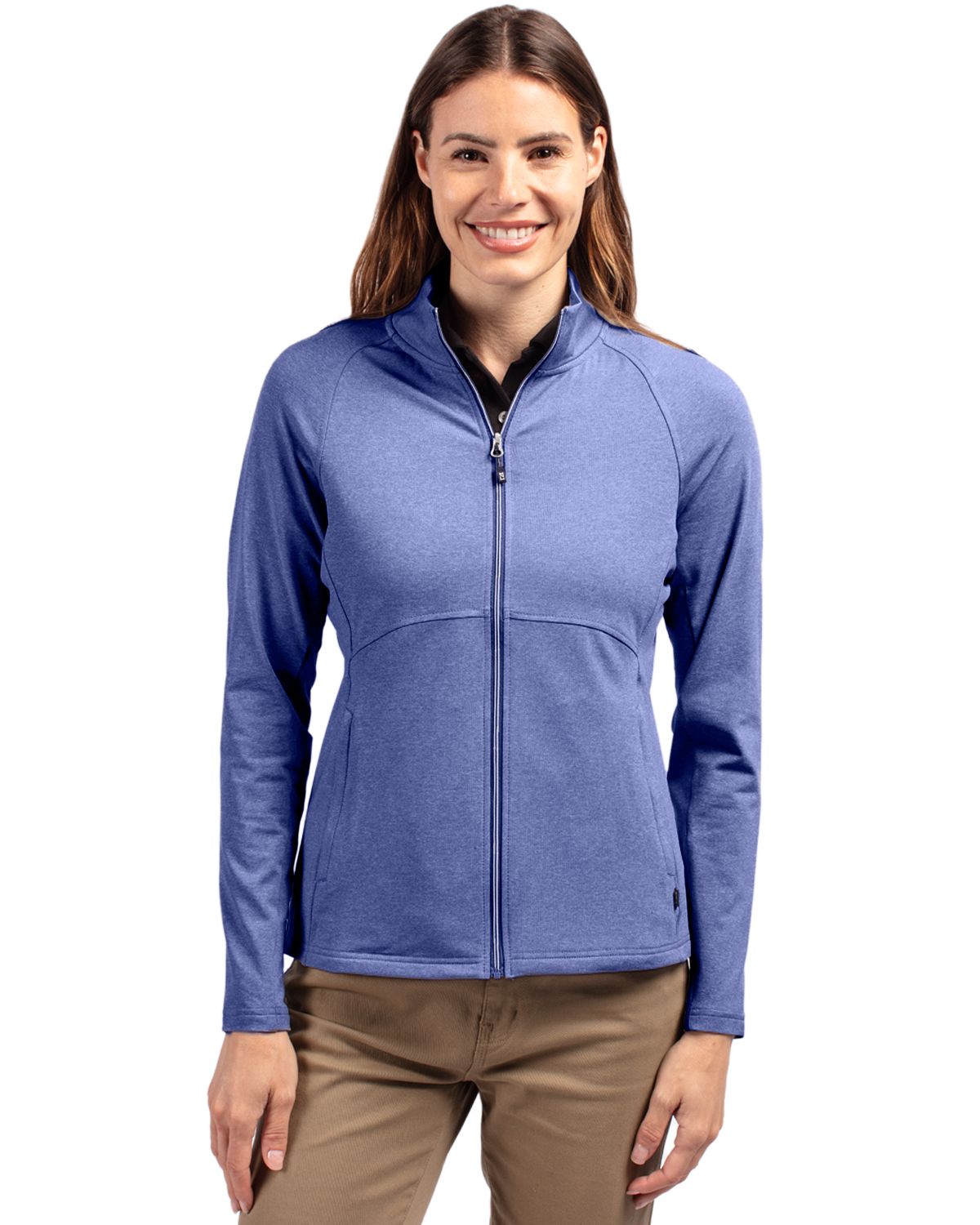 Cutter & Buck Adapt Recycled Soft Knit Stretch Womens Heathered Full Zip Jacket - LCK00151