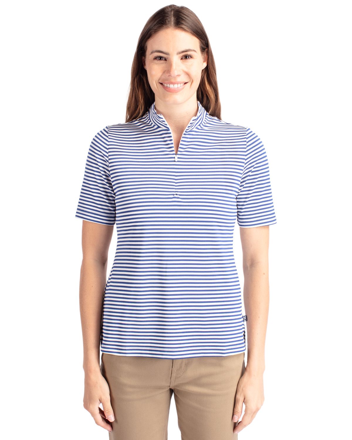 Cutter & Buck Virtue Recycled Stripe Featherlight Pique Womens Half Zip - LCK00157