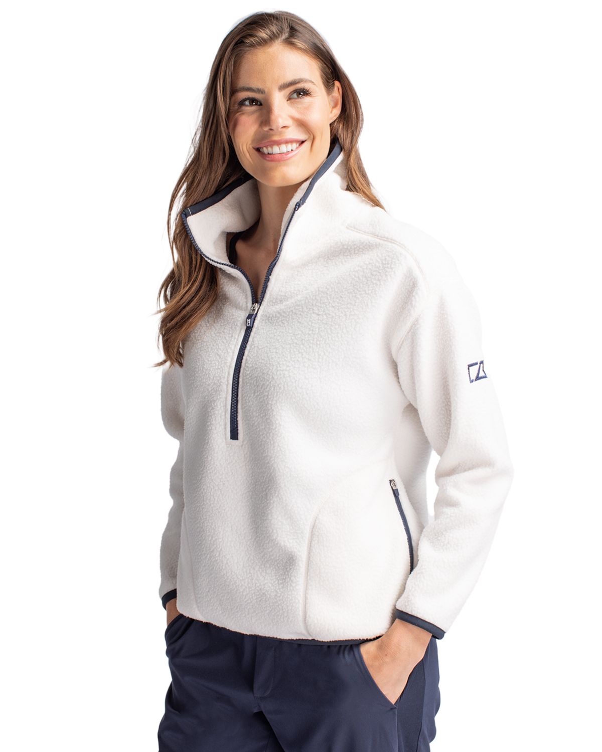 Cutter & Buck Cascade Epic Comfort Recycled Sherpa Fleece Womens Pullover Jacket - LCO00056