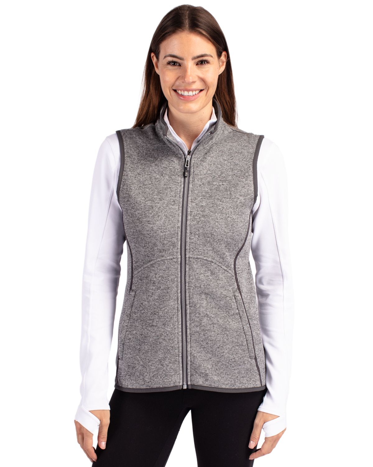 Cutter & Buck Mainsail Sweater-Knit Womens Full Zip Vest - LCO00058