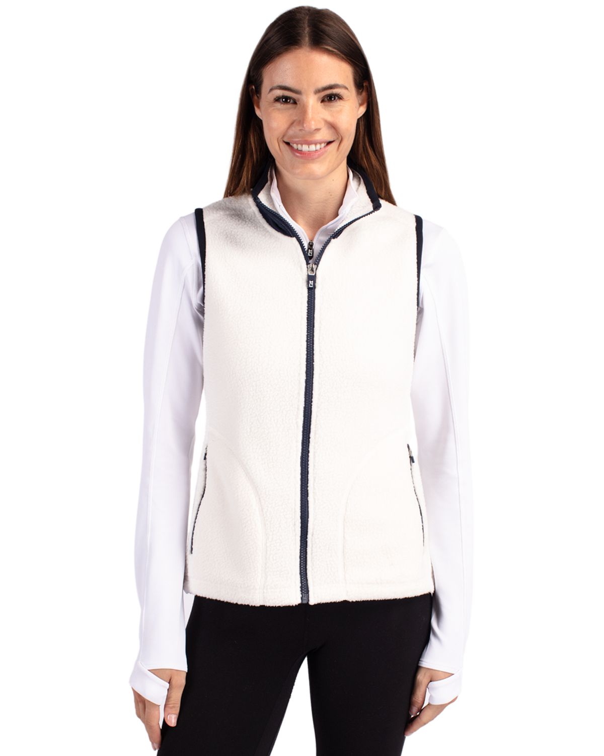 Cutter & Buck Cascade Epic Comfort Recycled Sherpa Fleece Womens Full Zip Vest - LCO00071