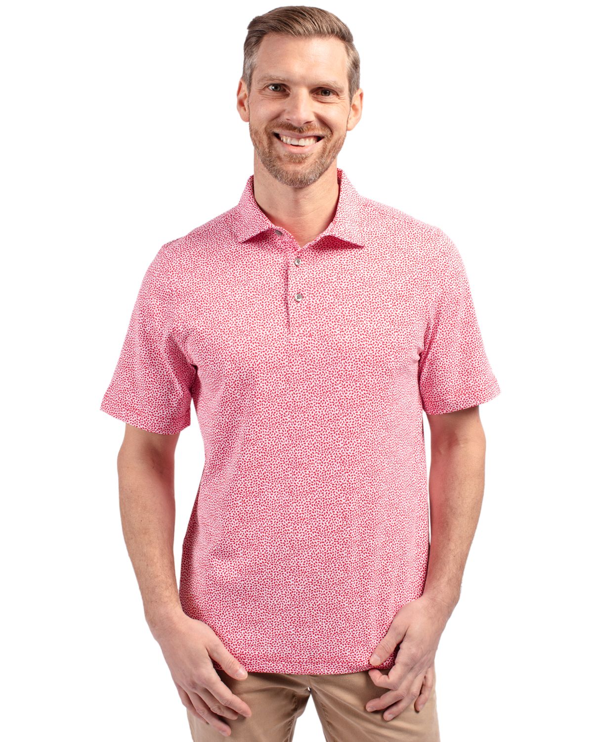 Cutter & Buck Virtue Recycled Botanical Print Featherlight Pique Mens Polo - MCK01161