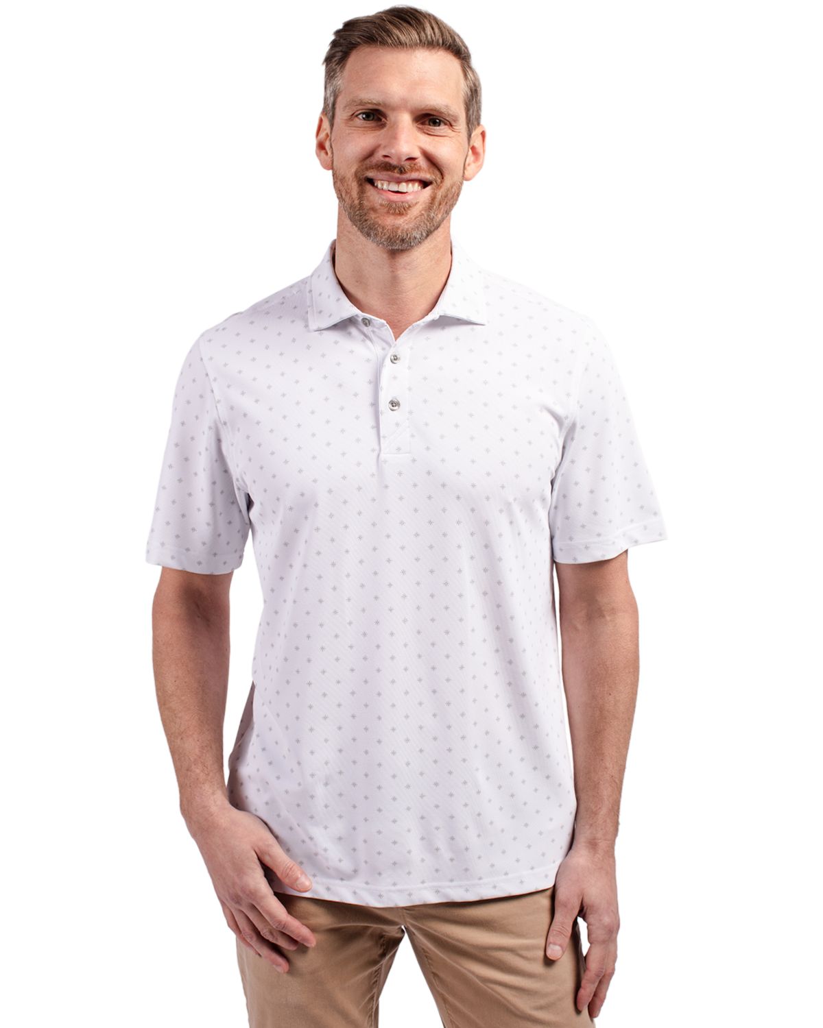 Cutter & Buck Virtue Recycled Tile Print Featherlight Pique Mens Big & Tall Polo