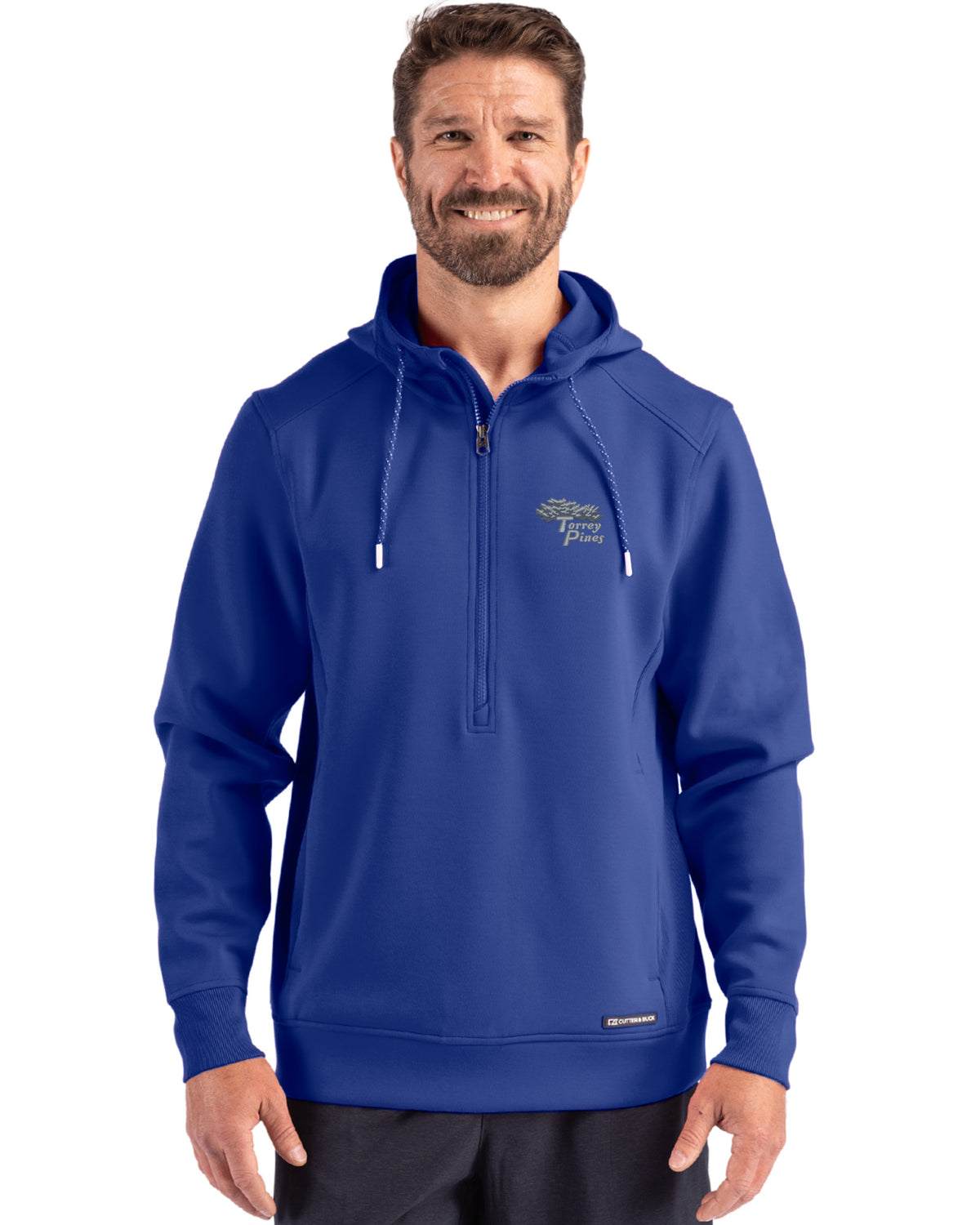 Torrey Pines Cutter & Buck Roam Recycled Buttery-Soft Knit Mens Half Zip Hooded Pullover - MCK01279-35492
