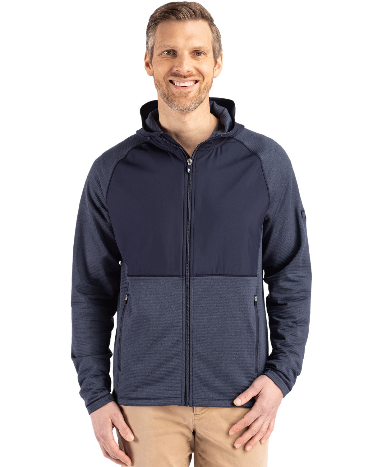 Cutter & Buck Peshastin RecycledGridFleeceMensHybrid Full Zip Jacket - MCK01334