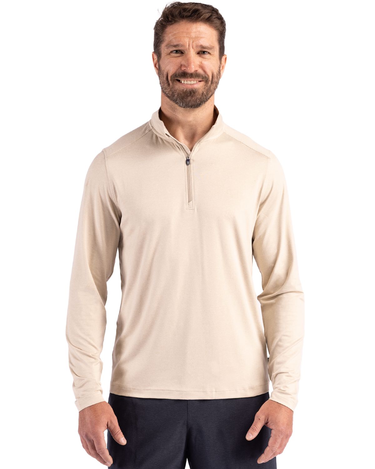Cutter & Buck Coastline Recycled Double Peached Mens Quarter Zip Pullover - MCK01347
