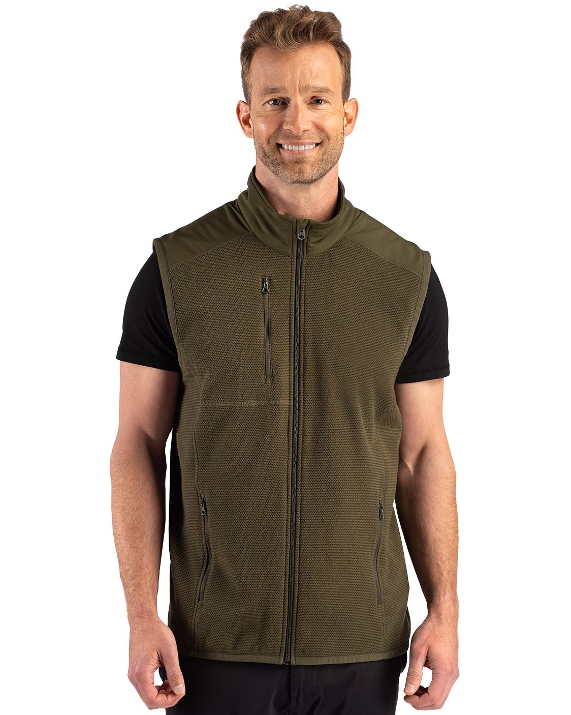 Cutter & Buck Hunts Point Recycled Fleece Mens Hybrid Full Zip Vest - MCK01372
