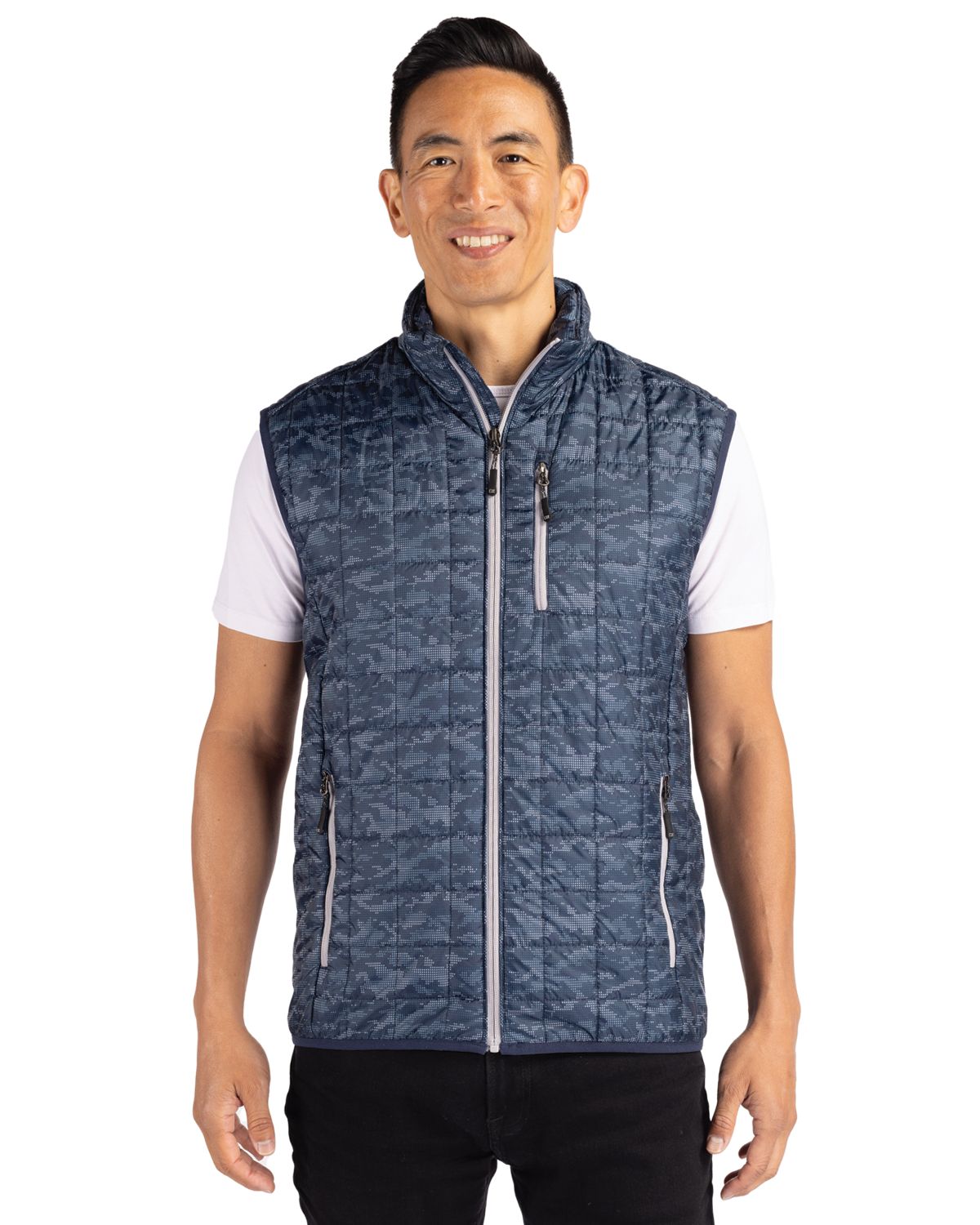 Cutter & Buck Rainier Recycled Insulated Printed Puffer Mens Full Zip Vest - MCO00069