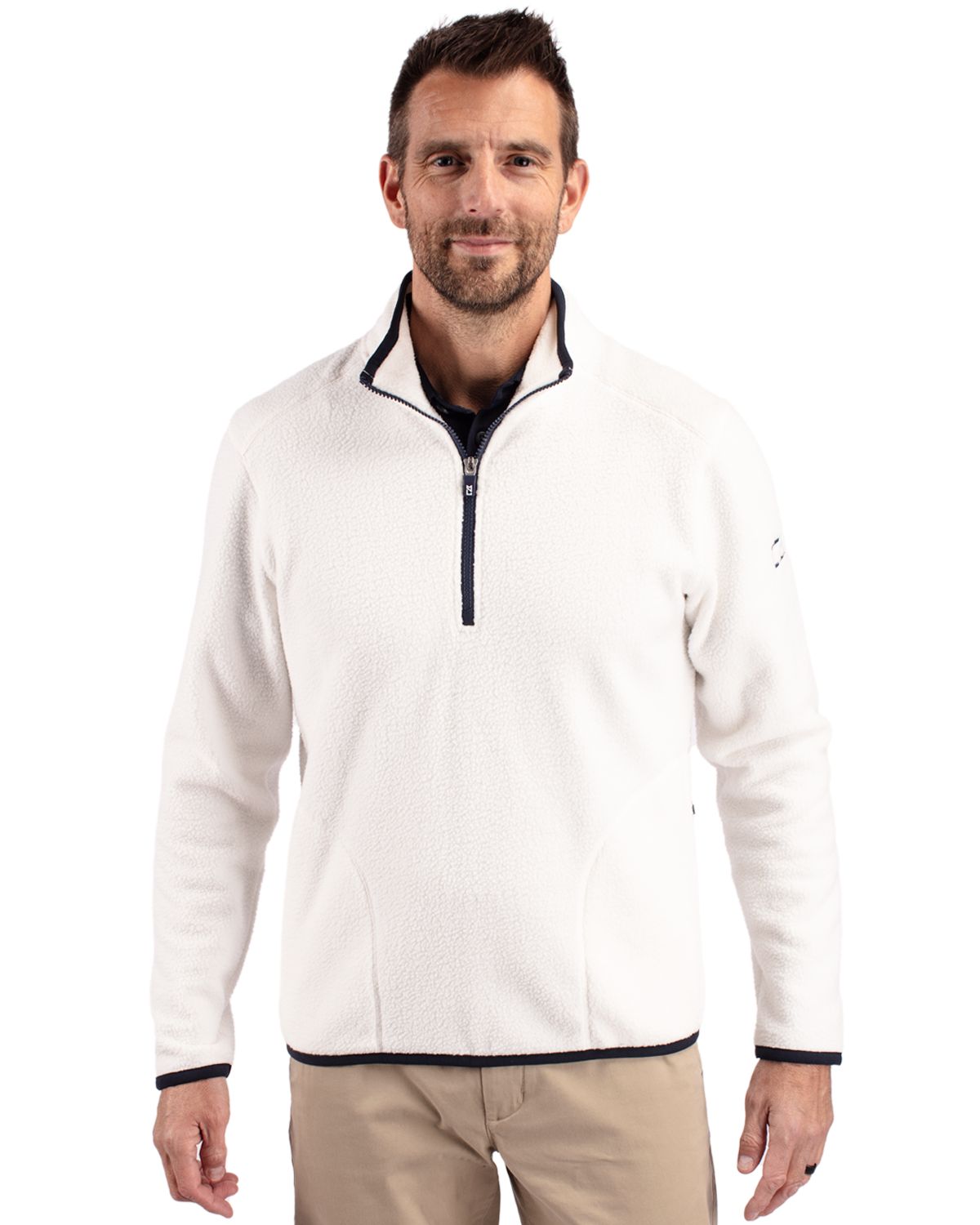Cutter & Buck Cascade Epic Comfort Recycled Sherpa Fleece Mens Quarter Zip Jacket - MCO00071