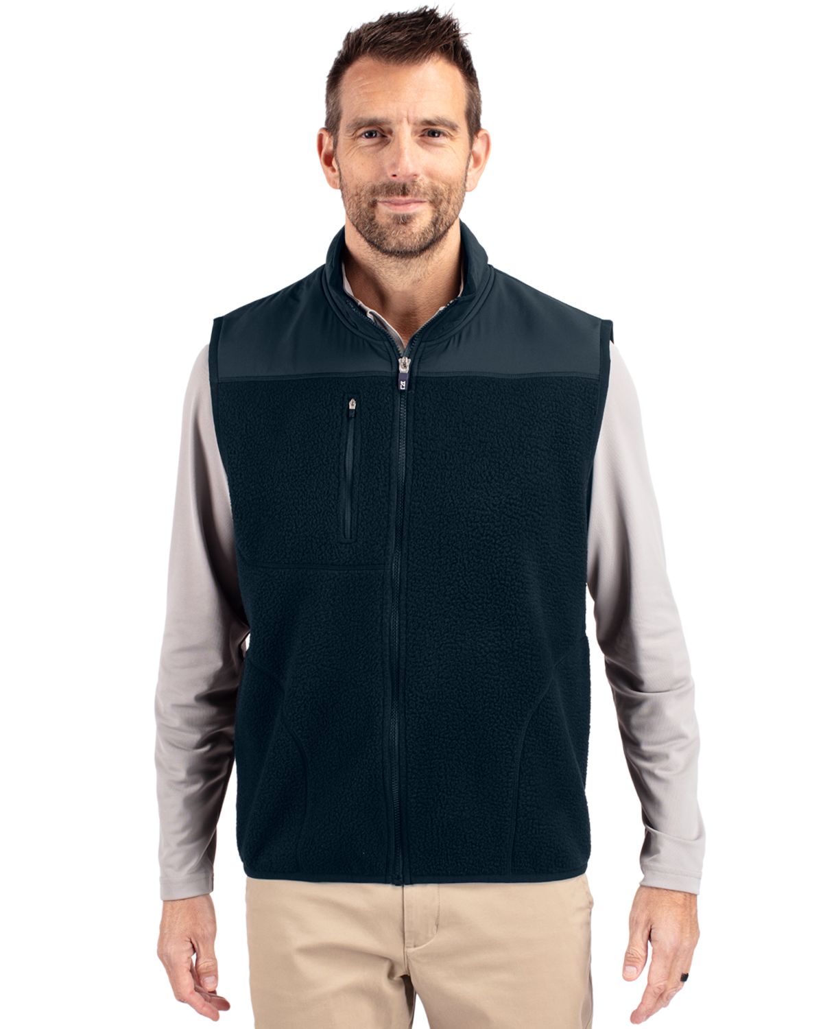 Cutter & Buck Cascade Epic Comfort Recycled Sherpa Fleece Mens Big & Tall Full Zip Vest - BCO00084