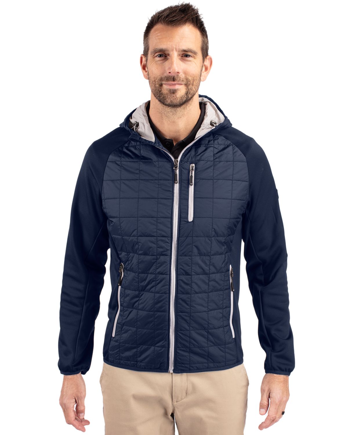 Cutter & Buck Rainier Recycled Insulated Hybrid Puffer Mens Full Zip Jacket - MCO00092