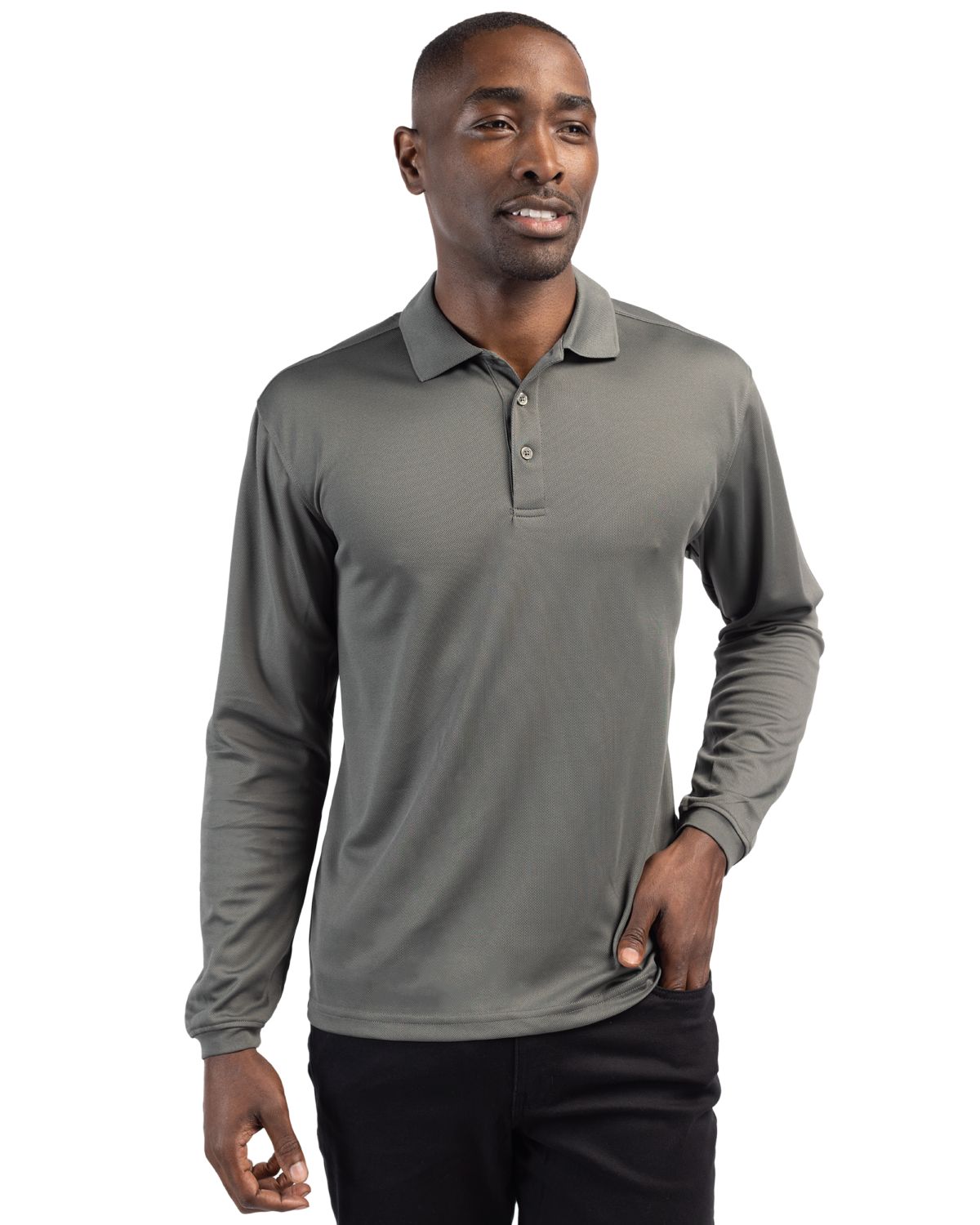 Clique Spin Solution-dyed Performance Pique Mens Long Sleeve Polo - MQK00077