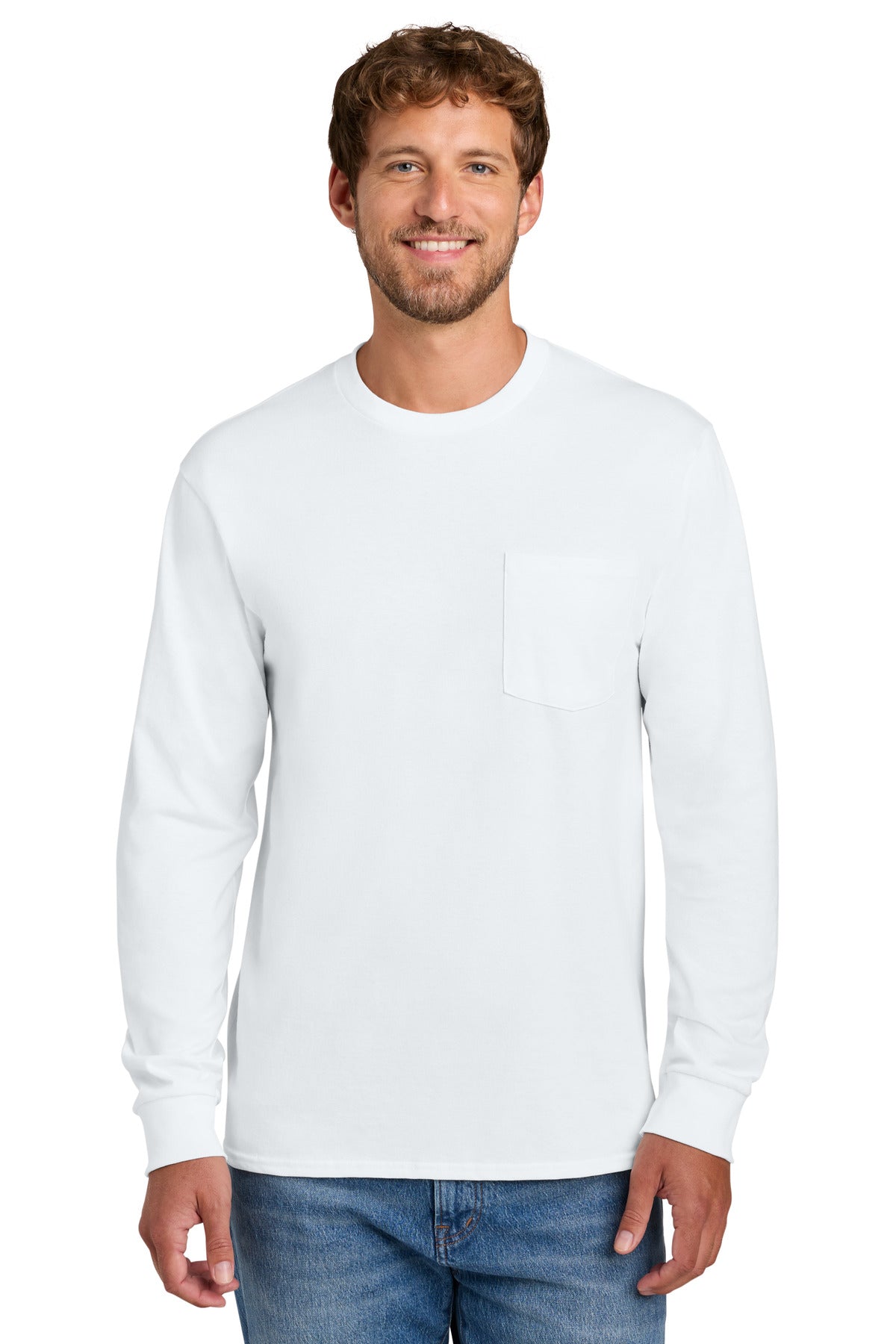 Port & Co ® Long Sleeve Essential Pocket Tee. PC61LSP