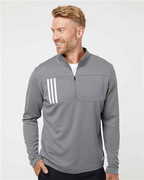 Men's 3-Stripes Double-Knit Quarter-Zip Pullover - A482