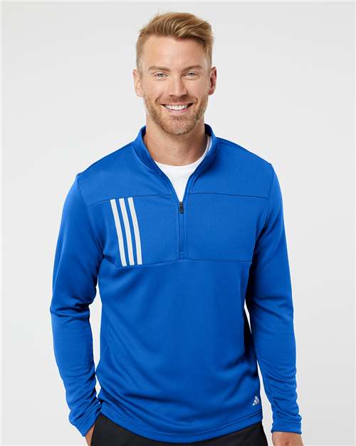 Men's 3-Stripes Double-Knit Quarter-Zip Pullover - A482