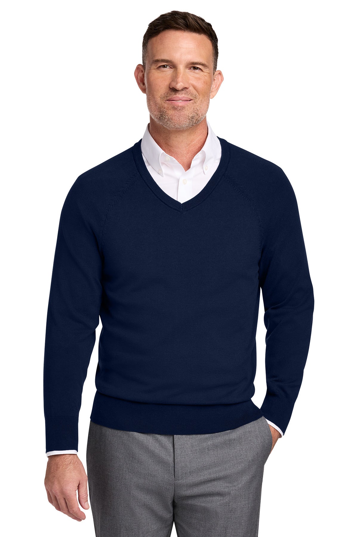 Brooks Brothers ®  Cotton Stretch V-Neck Sweater BB18400