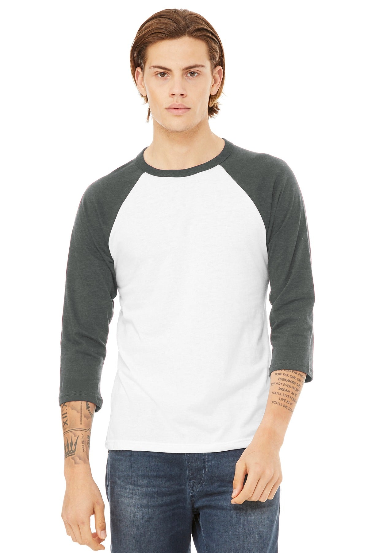 BELLA+CANVAS  ®  Unisex 3/4-Sleeve Baseball Tee. BC3200
