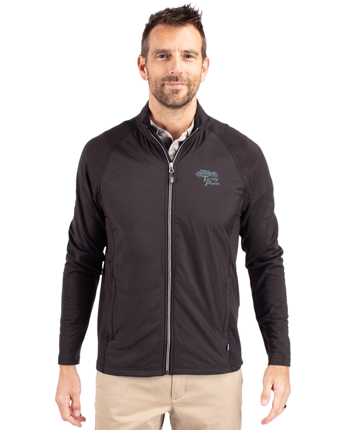 Torrey Pines Cutter & Buck Adapt Recycled Soft Knit Stretch Mens Big & Tall Hybrid Full Zip Jacket