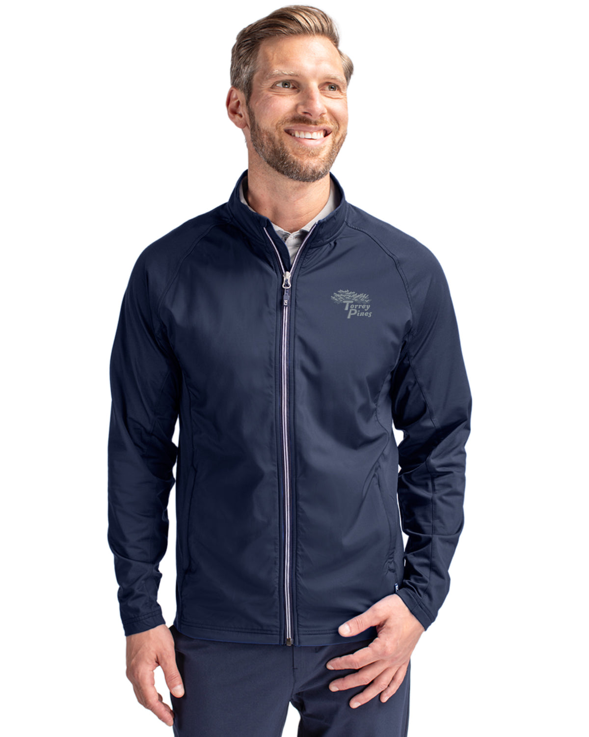 Torrey Pines Cutter & Buck Adapt Recycled Soft Knit Stretch Mens Big & Tall Hybrid Full Zip Jacket