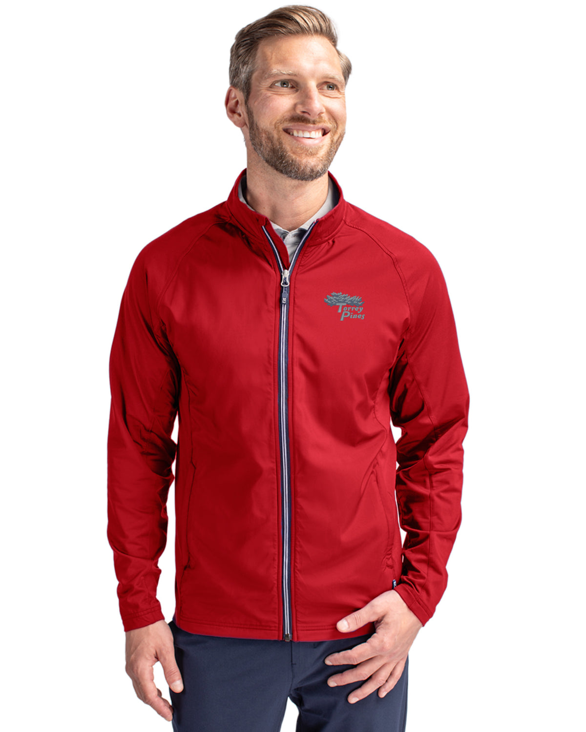 Torrey Pines Cutter & Buck Adapt Recycled Soft Knit Stretch Mens Big & Tall Hybrid Full Zip Jacket