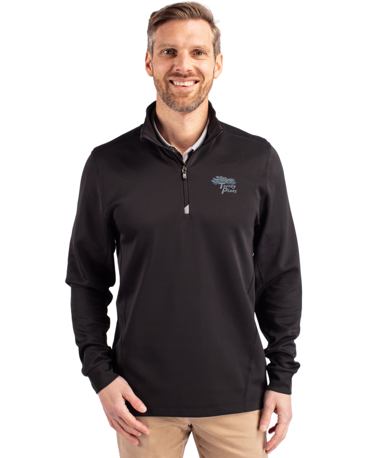 Torrey Pines Cutter & Buck Traverse Recycled Smooth Stretch Mens Big & Tall Quarter Zip Pullover