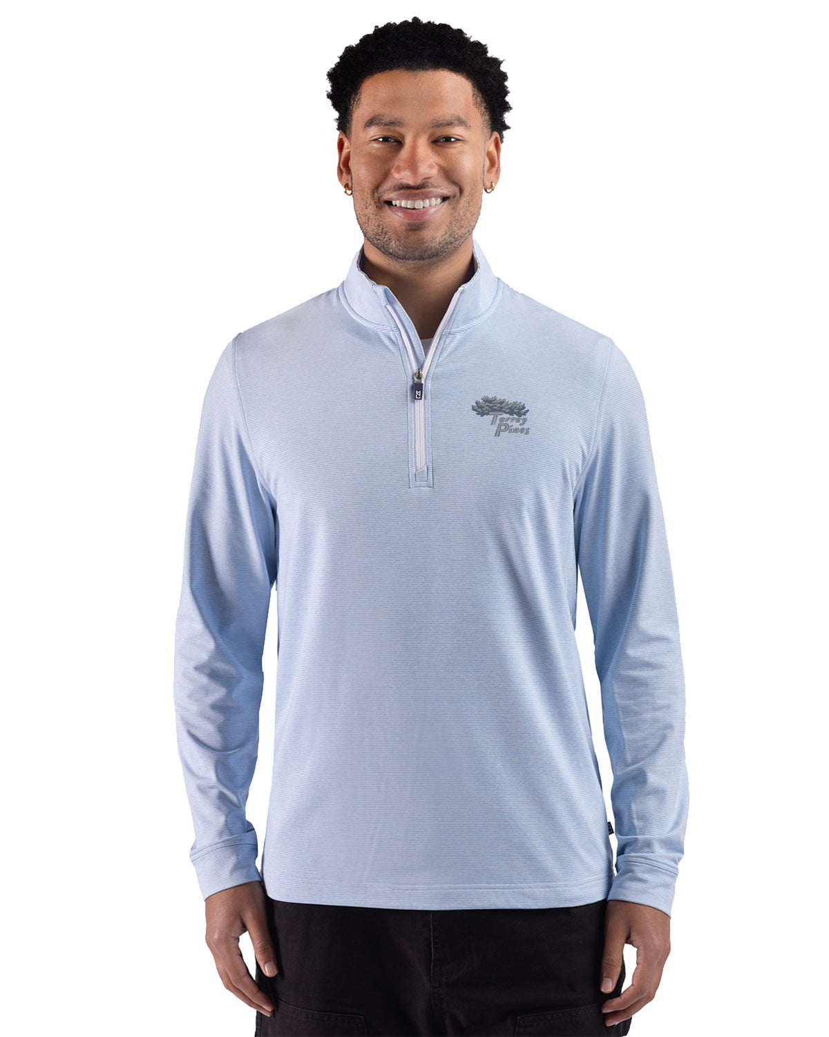 Torrey Pines Cutter & Buck Adapt Recycled Soft Knit Stripe Mens Big & Tall Quarter Zip Pullover - BCK01379-35492