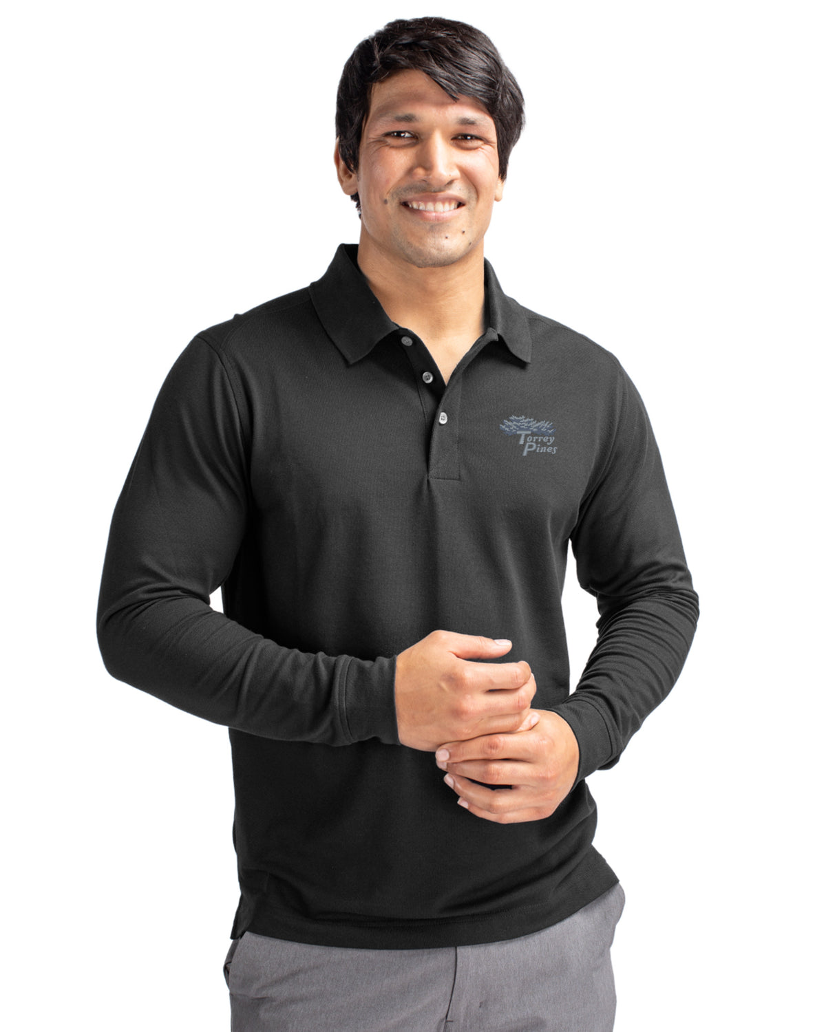 Torrey Pines Cutter & Buck Advantage Recycled Cotton-Blend Pique Mens Big & Tall Long Sleeve Polo - BCK09322-35492
