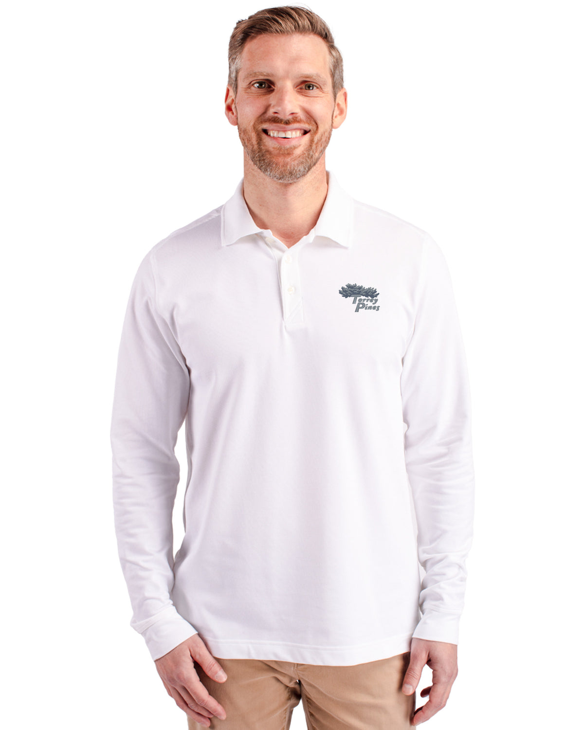 Torrey Pines Cutter & Buck Advantage Recycled Cotton-Blend Pique Mens Big & Tall Long Sleeve Polo - BCK09322-35492