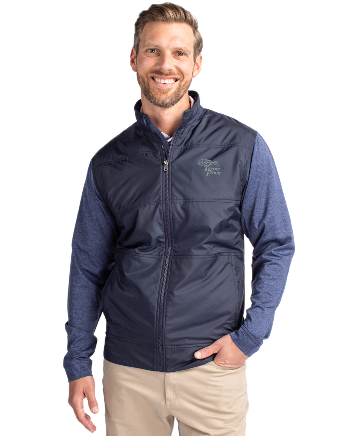 Torrey Pines Cutter & Buck Stealth Recycled Hybrid Quilted Mens Big & Tall Windbreaker Jacket - BCK09406-35492