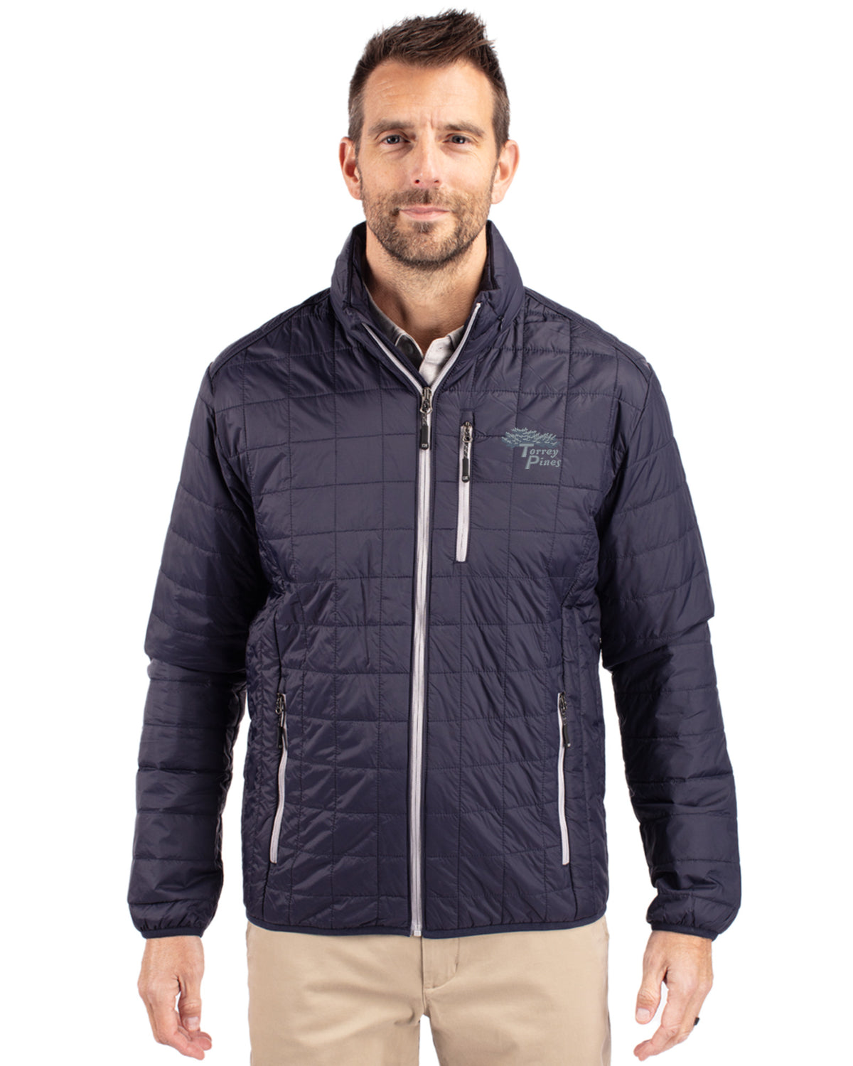 Torrey Pines Cutter & Buck Rainier Recycled Insulated Puffer Mens Big & Tall Full Zip Jacket - BCO00018-35492