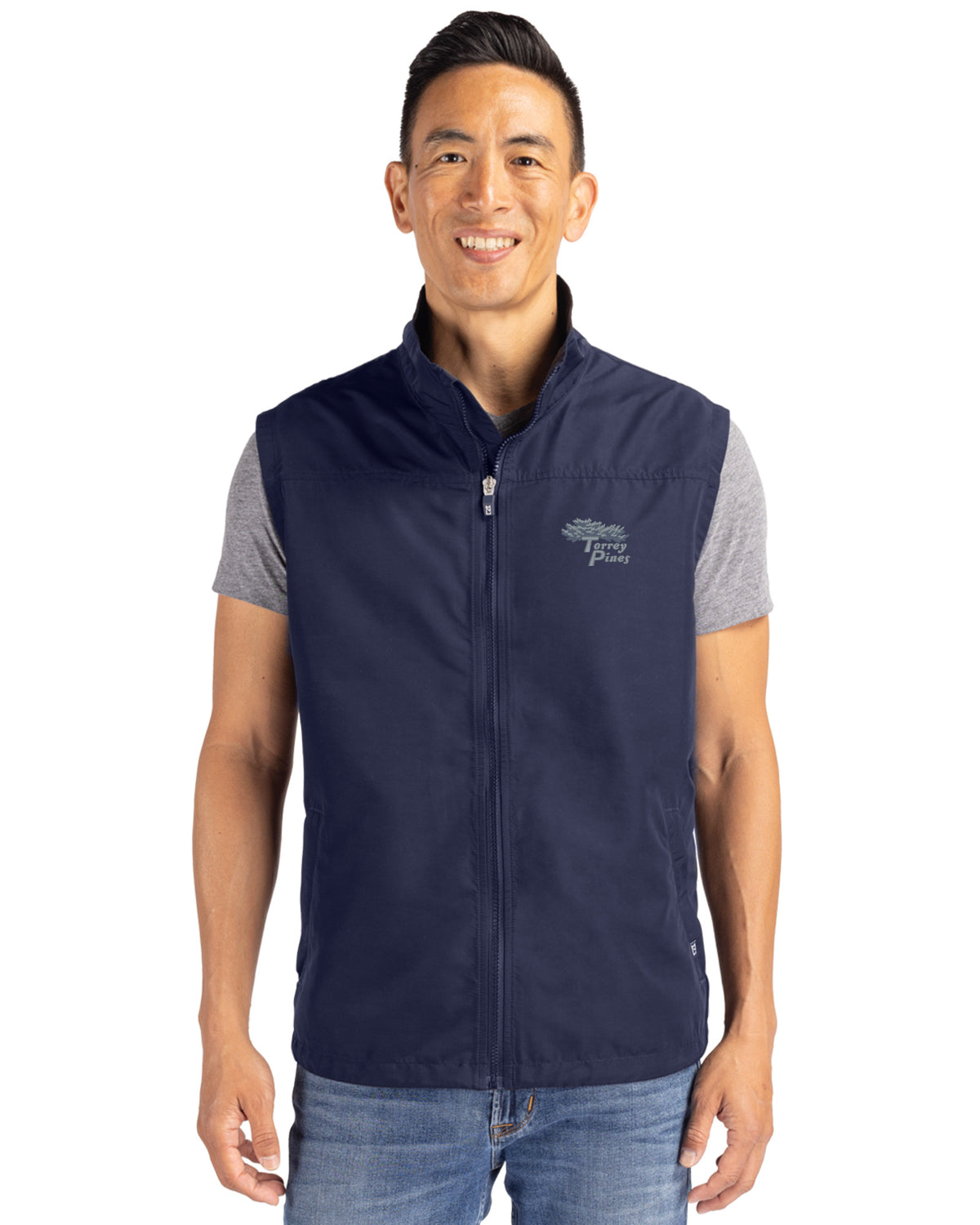 Torrey Pines Cutter & Buck Charter Recycled Packable Mens Big & Tall Full Zip Vest - BCO00083-35492