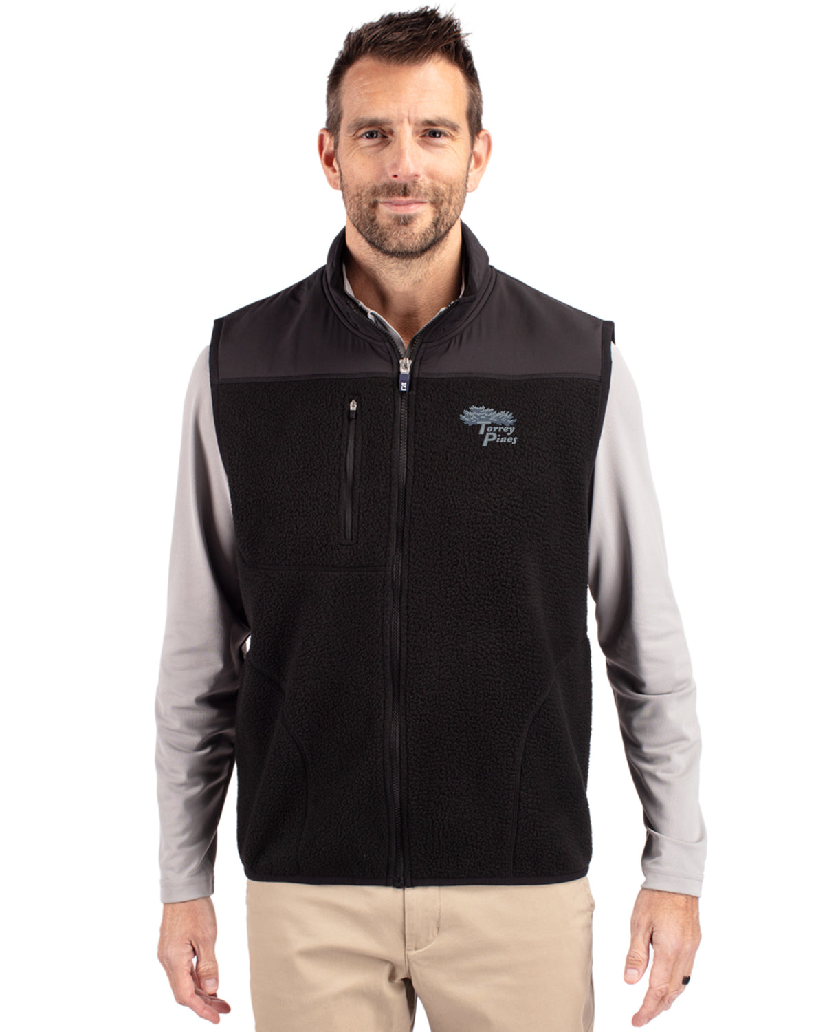 Torrey Pines Cutter & Buck Cascade Epic Comfort Recycled Sherpa Fleece Mens Big & Tall Full Zip Vest - BCO00084-35492