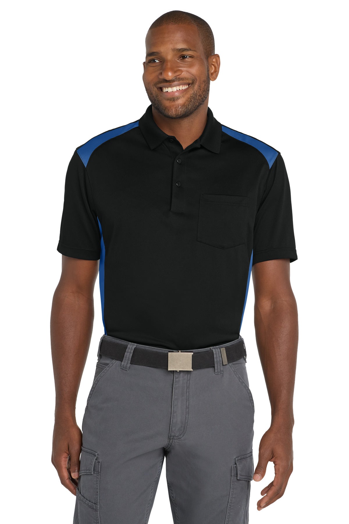 CornerStone ®  Select Snag-Proof Two Way Colorblock Pocket Polo. CS416