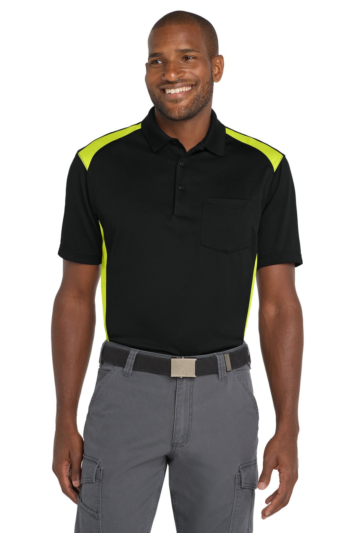 CornerStone ®  Select Snag-Proof Two Way Colorblock Pocket Polo. CS416