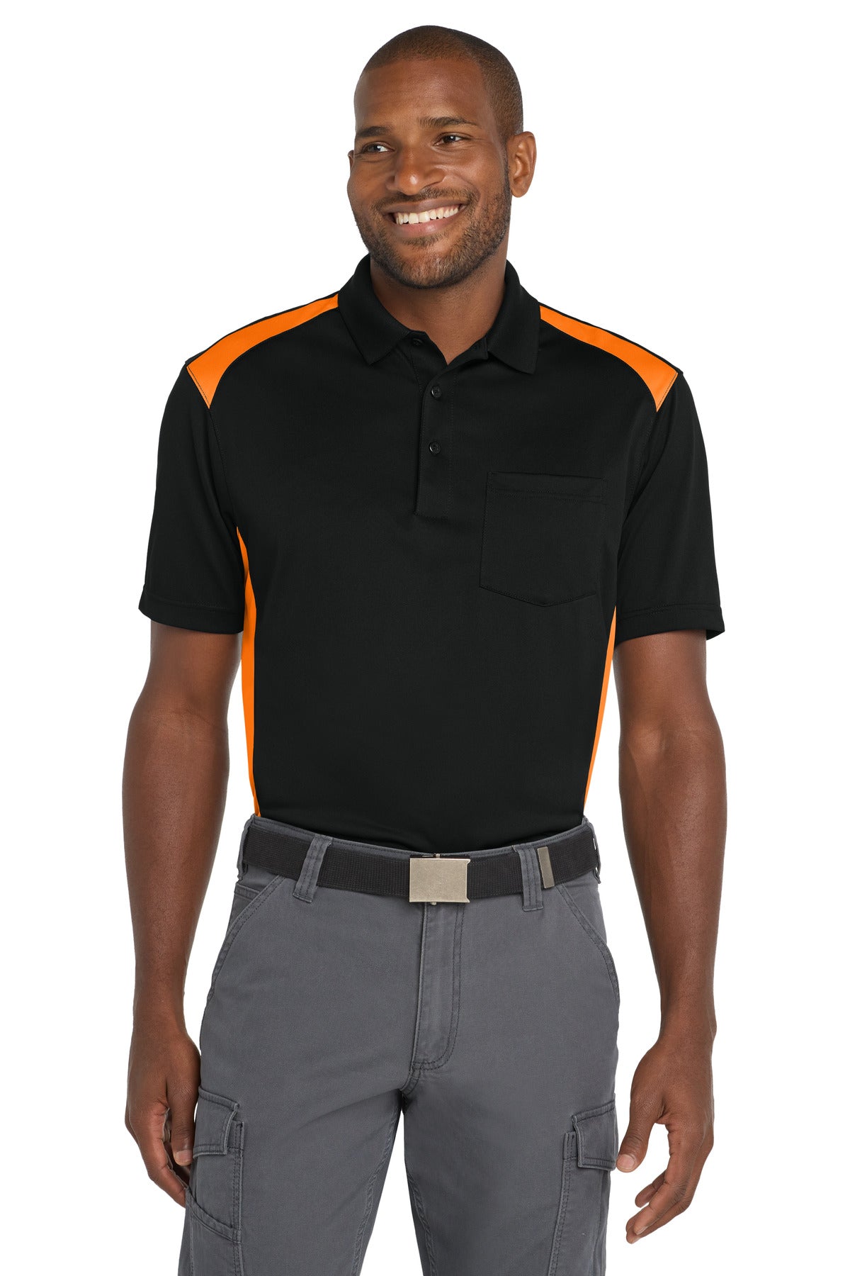 CornerStone ®  Select Snag-Proof Two Way Colorblock Pocket Polo. CS416