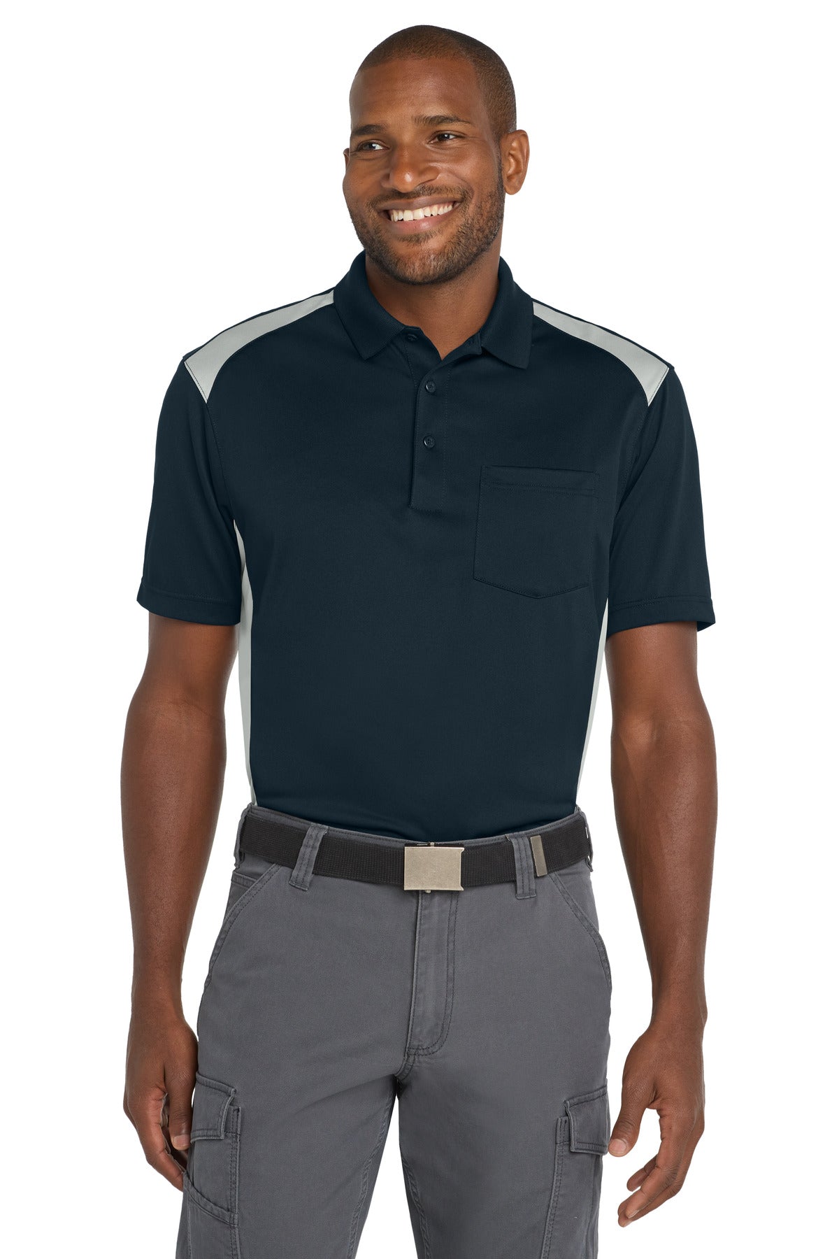 CornerStone ®  Select Snag-Proof Two Way Colorblock Pocket Polo. CS416