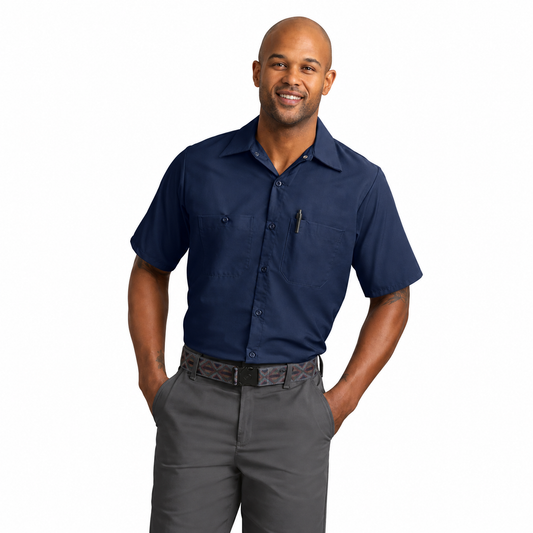 Men's Short Sleeve Wrinkle-Resistant Cotton Work Shirt - SC40