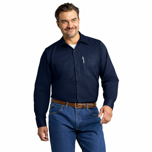 Men's Long Sleeve Wrinkle-Resistant Cotton Work Shirt - SC30