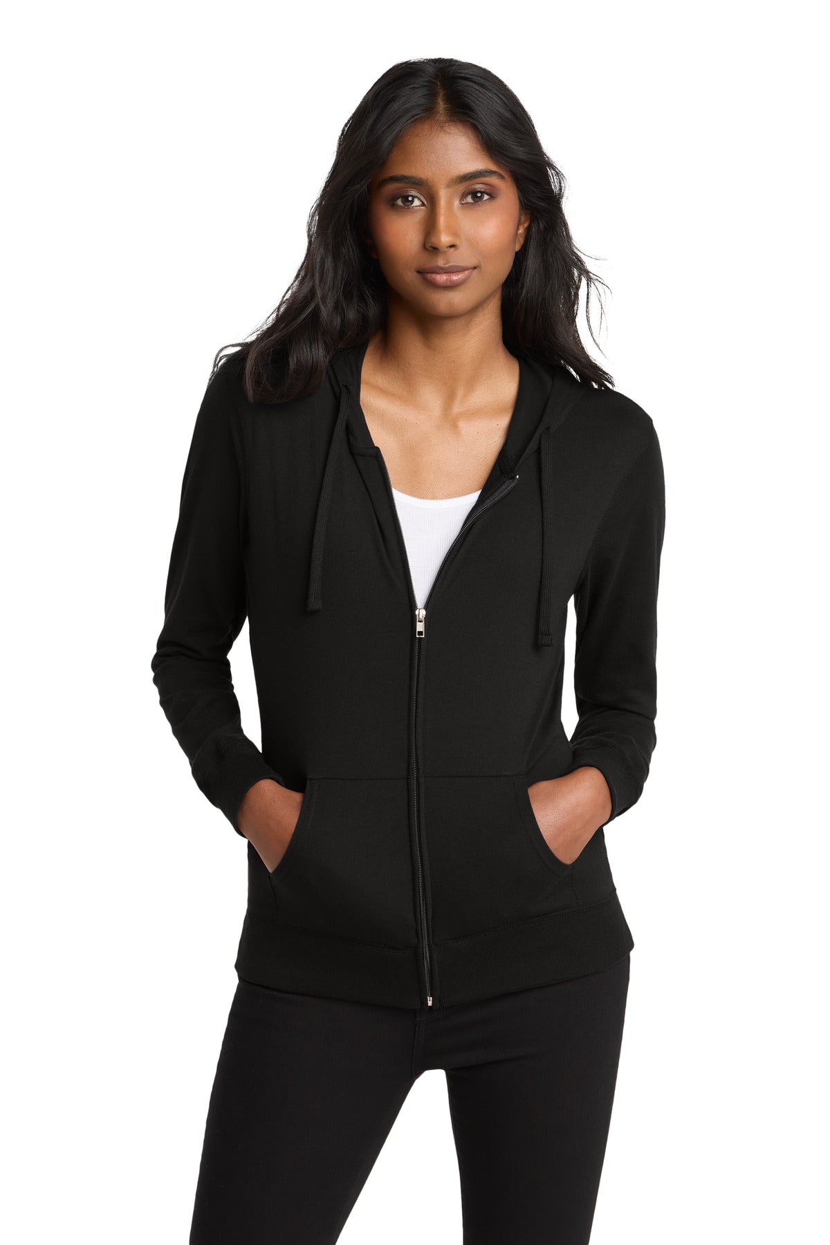 District ®  Women's Fitted Jersey Full-Zip Hoodie. DT2100