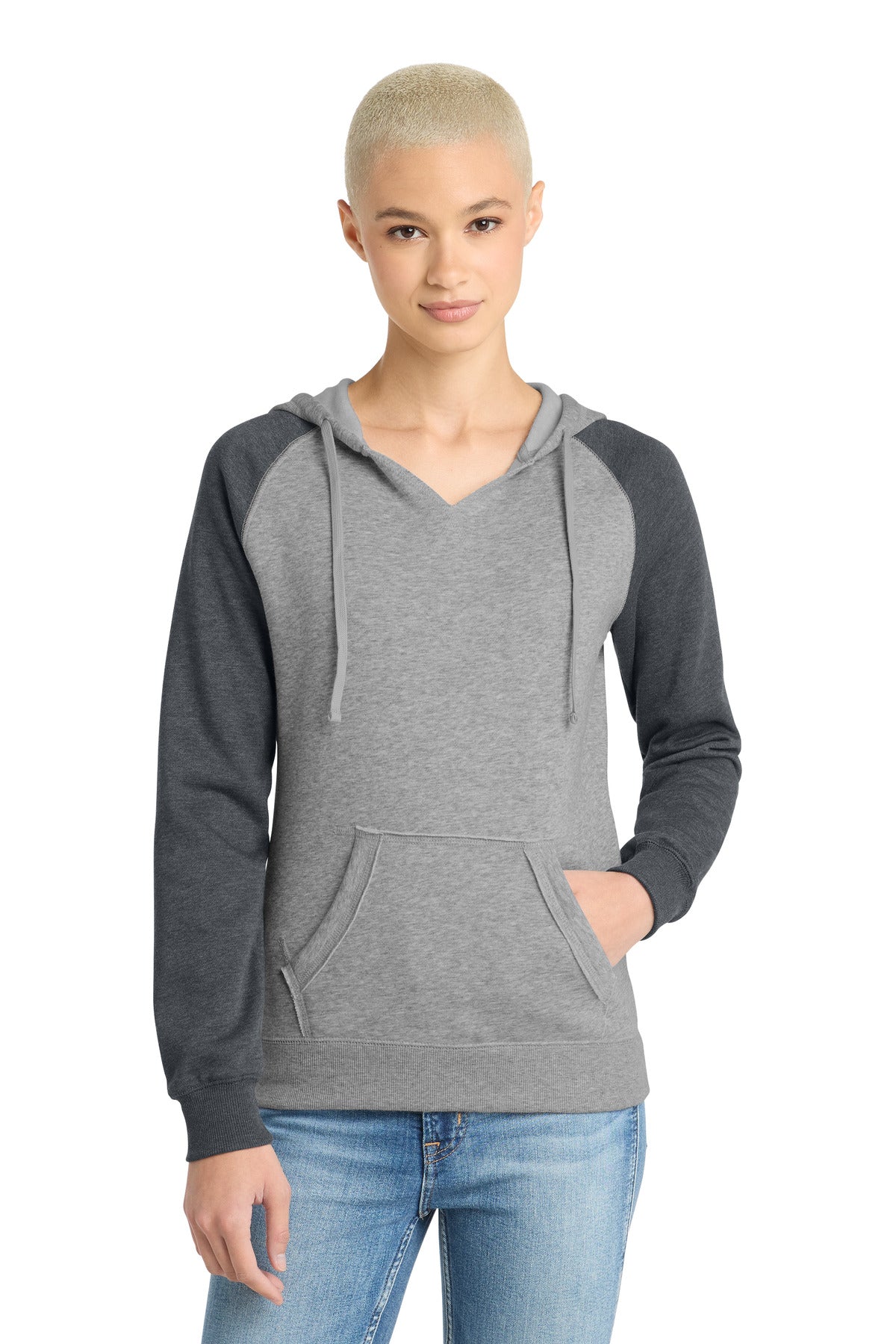 District ®  Women's Lightweight Fleece Raglan Hoodie.  DT296